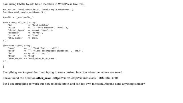 Wordpress: WordPress CMB2 - Run function on save смотреть онлайн