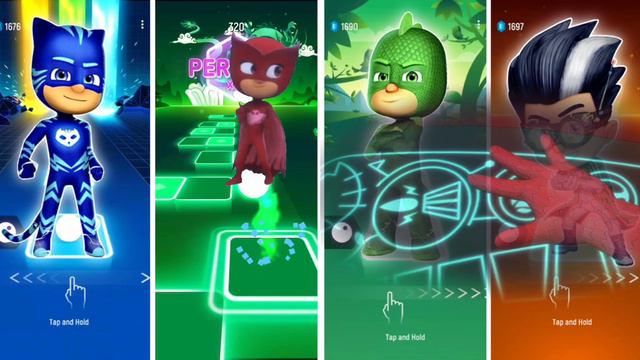 Catboy 🆚 Gekko 🆚 Owlette 🆚 Romeo   PJ Masks   Tiles Hop EDM Rush