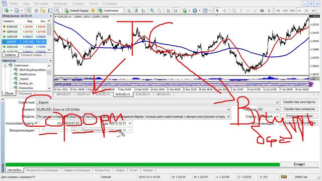 Первоначальная настройка тестера стратегий MT4