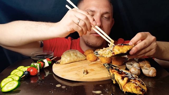 MUKBANG /Мидии /Дамплинг /Улитки /Нагетсы /Мукбанг #обжор #mukbang #mussels #dumpling