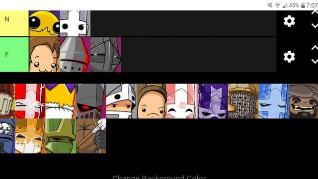 CASTLE CRASHERS CHARACTERS TIER LIST