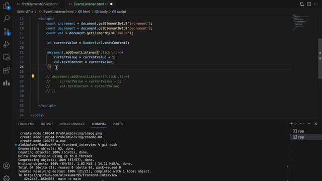 HTML DOM Element addEventListener,removeEventListener,counter App using vanilla JavaScript смотреть онлайн