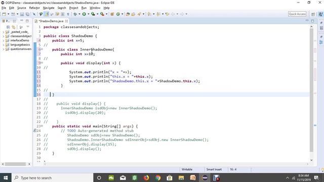 JAVA 4.7 | SHADOWING | NESTED CLASSES | Part -2 | CLASSES AND OBJECTS | JAVA TUTORIOLS смотреть онлайн