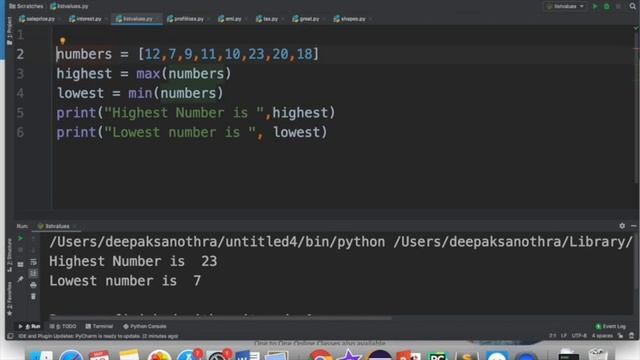 Python Programs | To find Highest and Lowest number out of a list. #anjaliluthra #pythonprogramming смотреть онлайн