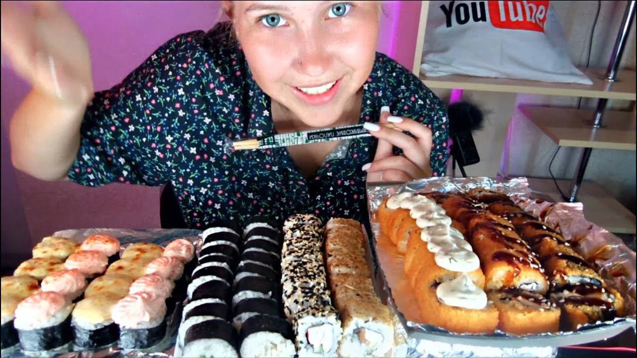 АСМР МУКБАНГ ИТИНГ РОЛЛЫ | ASMR MUKBANG EATING SUSHI смотреть онлайн