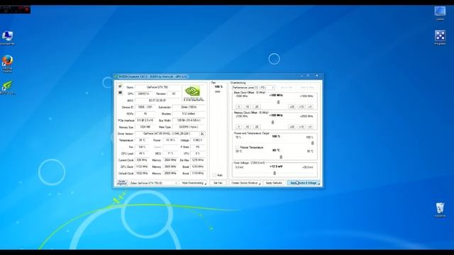 Как разогнать видеокарту Nvidia в Nvidia Inspector 1.9.7.3 2014