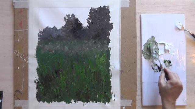 Рисовать акрилом на холсте. Пейзаж густым акрилом. смотреть онлайн