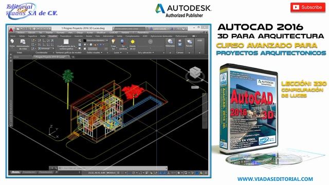 AutoCAD 2016 3D Curso Avanzado Lección 230: Configuración de Luces смотреть онлайн