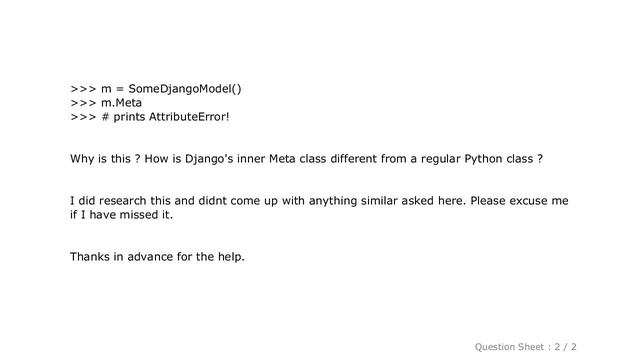 Django : Why can't I access class Meta as a attribute of Django Model Class? смотреть онлайн