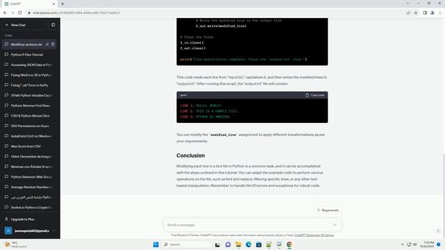 Modifying each line in a text file in Python смотреть онлайн