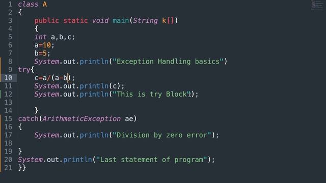Try catch Block in java смотреть онлайн