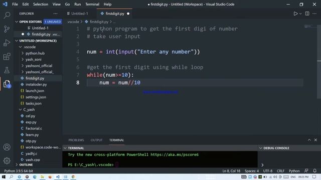 Find First Digit Of Any Number In Python|| Python Interview Questions||First Digit In Python||pytho смотреть онлайн