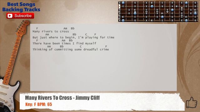 🎸 Many Rivers To Cross - Jimmy Cliff Guitar Backing Track with chords and lyrics смотреть онлайн