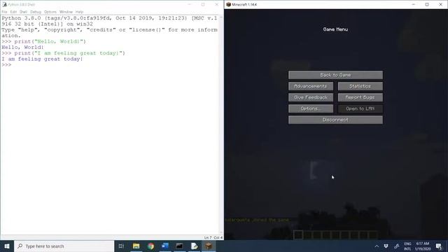 Learn Python with Minecraft - Part 2: Syntax and Variables - Lesson 2: Hello, World! смотреть онлайн