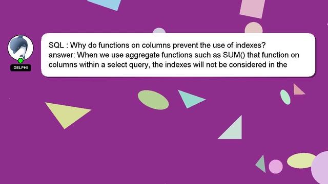 SQL : Why do functions on columns prevent the use of indexes? смотреть онлайн