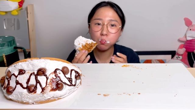 카페천국 생크림 폭탄 와플 초코칩 몰티져스 로투스 와플 디저트 먹방 Dessert Mukbang