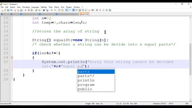 Write a Program to Divide a String in 'N' Equal Parts in Java | Java Program For Beginner смотреть онлайн