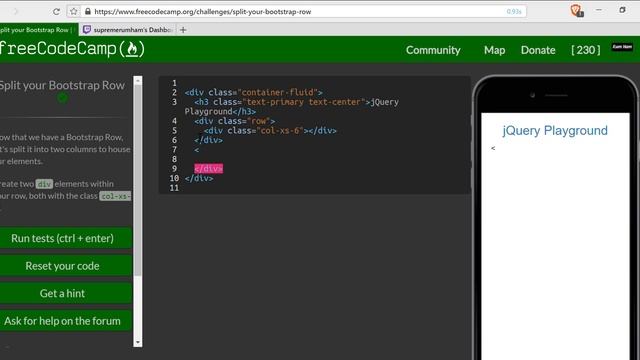 Split your Bootstrap Row- freeCodeCamp Responsive Design with Bootstrap lesson #22 смотреть онлайн