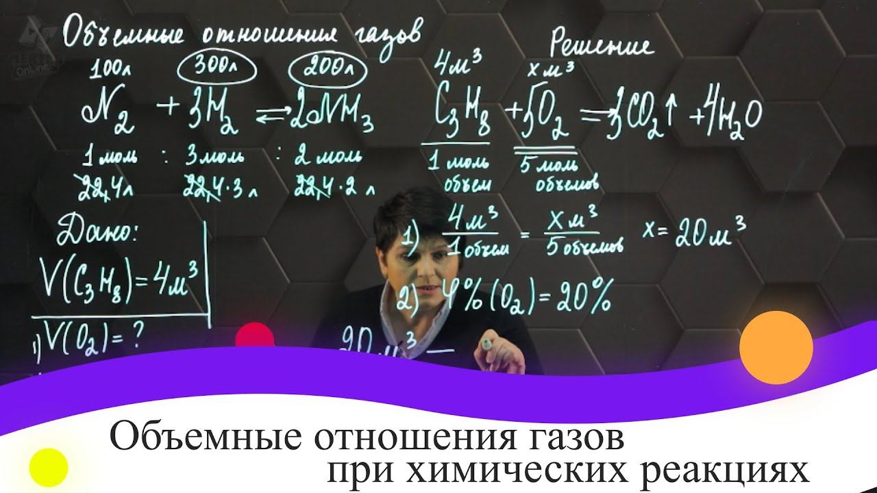Объемные отношения газов при химических реакциях. 8 класс. смотреть онлайн