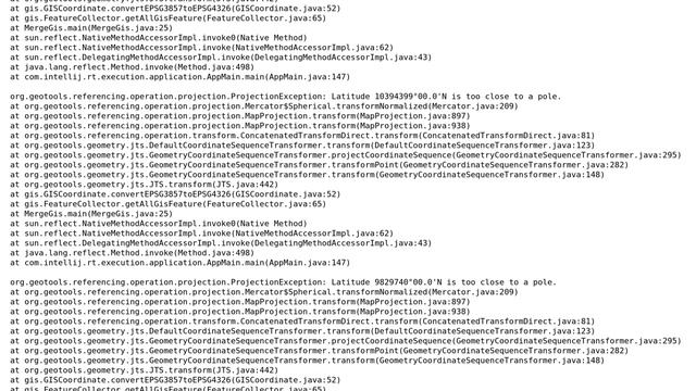GIS: Latitude is too close to a pole while converting from EPSG:3857 to EPSG:4326 смотреть онлайн