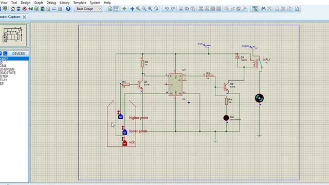 AEC project simulation Proteus 8 Professional Schematic Capture(AUTOMATIC WATER LEVEL CONTROLLER). смотреть онлайн