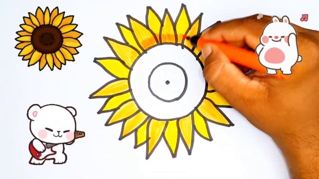Bolalar uchun kungaboqar chizilgan/Sunflower drawing for kids/Рисунок подсолнуха для детей смотреть онлайн