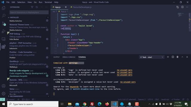 Disable Eslint in React | Part 02 смотреть онлайн