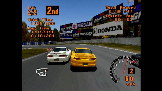 Gran Turismo 1 Arcade Race as Mitsubishi FTO GPX '97 at Autumn Ring #2 смотреть онлайн