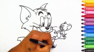 Tom and Jerry .How to draw Tom and Jerry . Coloring for kids .Том и Джерри раскраски для детей .