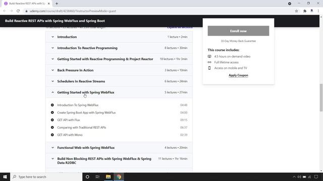 Build Reactive REST APIs with Spring WebFlux and Java Spring Boot - Udemy Course Overview смотреть онлайн