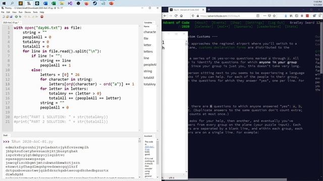 Python Solution for 2020 Advent of Code - Day 6 - Custom Customs смотреть онлайн