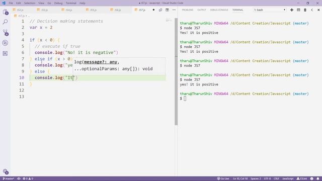 JavaScript - ES6 #9 | Decision Making Statements - if, if-else, switch | Tharun Shiv смотреть онлайн