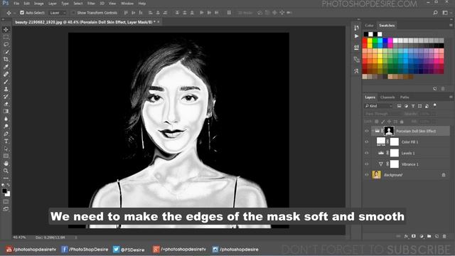 Porcelain Doll Skin Effect in Photoshop - Change skin Tone Tutorial + Action смотреть онлайн