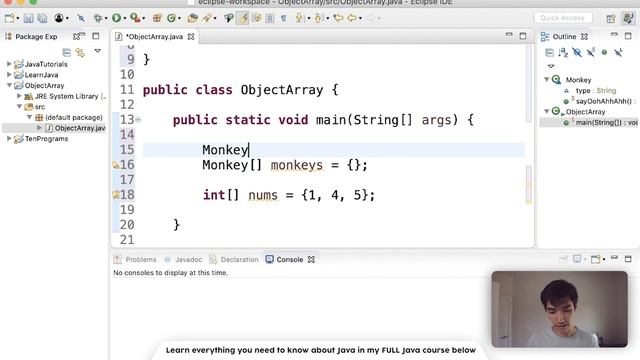 Array of Objects Java Tutorial #73 смотреть онлайн