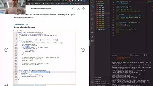 How to write a helper method for recursive selection sort in Java смотреть онлайн