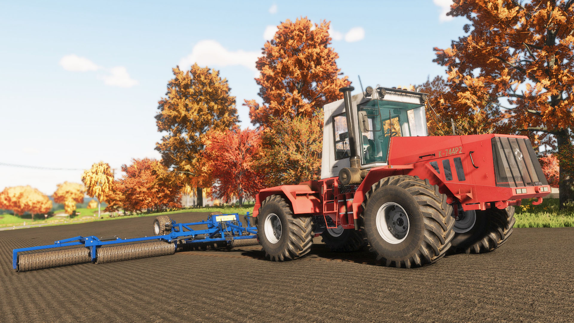 Farming Simulator 22 / Карта Сосновка / Прикатывание посевов Кировец К-744Р2 смотреть онлайн