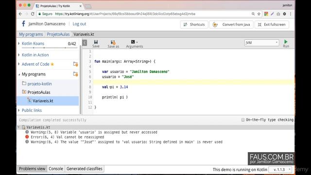 Curso kotlin - O que são variáveis Prática 05 смотреть онлайн
