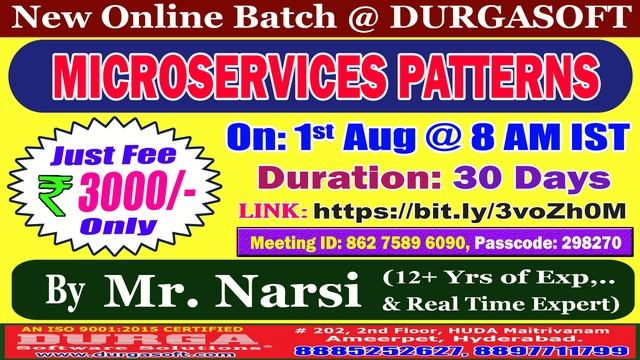 MICROSERVICES PATTERNS Online Training @ DURGASOFT смотреть онлайн