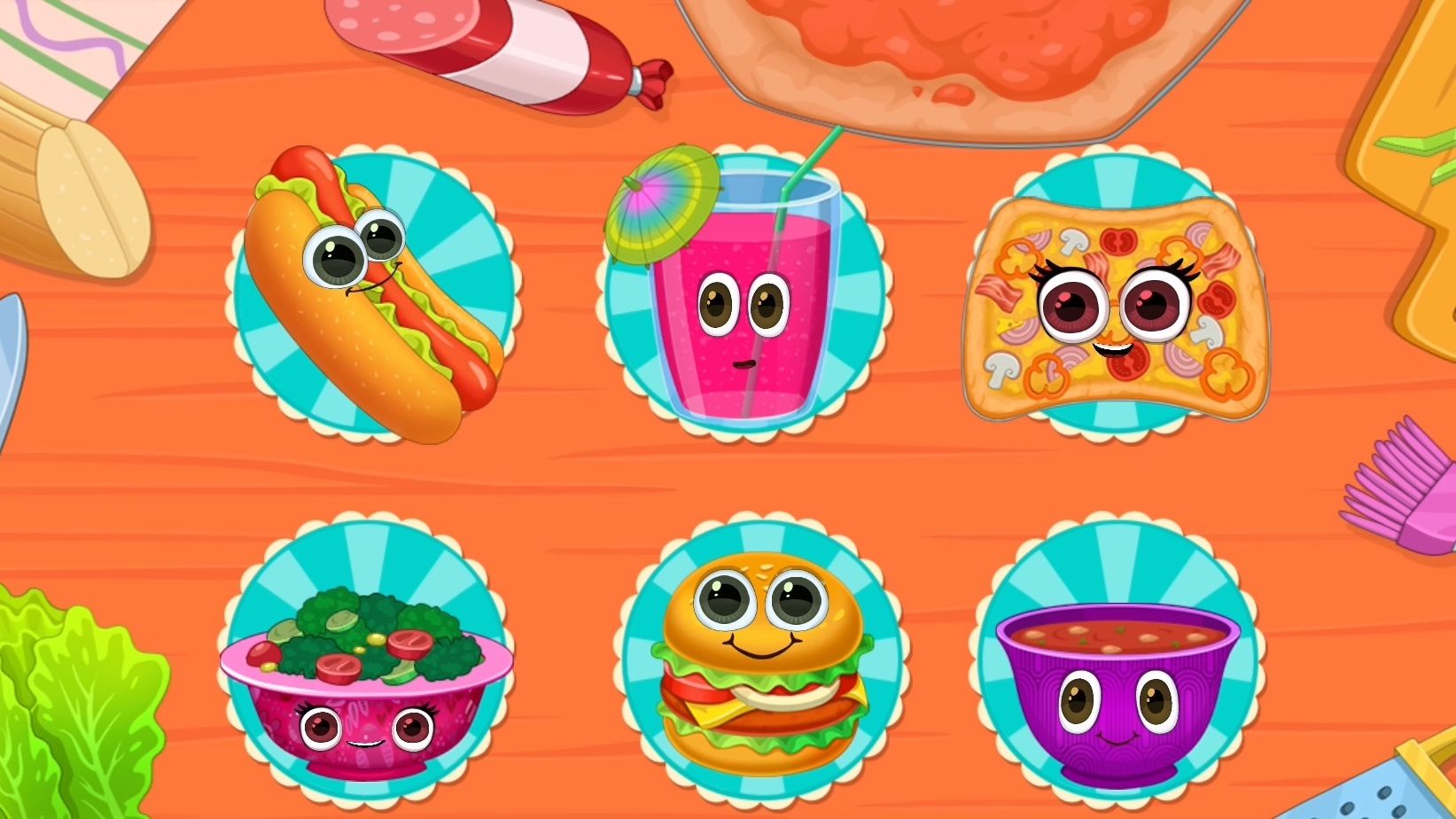 Весёлая еда - готовим пиццу, хот-доги, гамбургеры | Мультик для детей смотреть онлайн