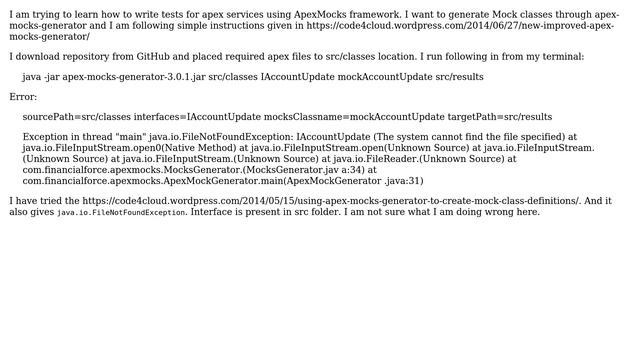 Salesforce: ApexMock FileNotFound Exception смотреть онлайн