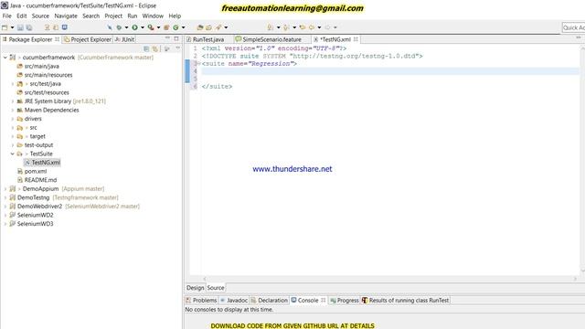 Cucumber : How to run Cucumber test with TestNG.xml file : Tutorial 13 смотреть онлайн
