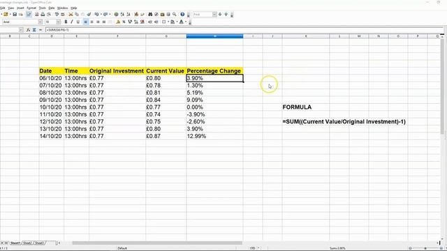 How to Calculate Percentage Changes using Open Office and Format in Colour (Conditional Formatting) смотреть онлайн