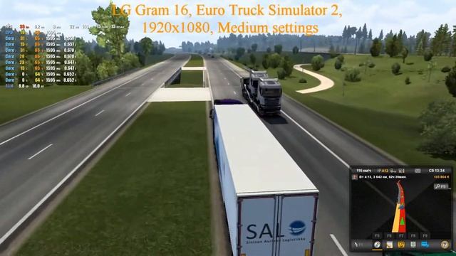 Игра "Euro Truck Simulator 2" на ультрабуке LG Gram 16, 2560x1600, 1920x1080 смотреть онлайн