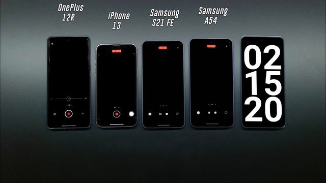 OnePlus 12R vs iPhone 13 vs Samsung S21 Fe vs Samsung A54 Battery Drain Test! смотреть онлайн