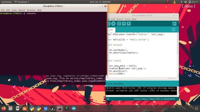 Interface the data "Hello World!" from Arduino to ROS computer смотреть онлайн