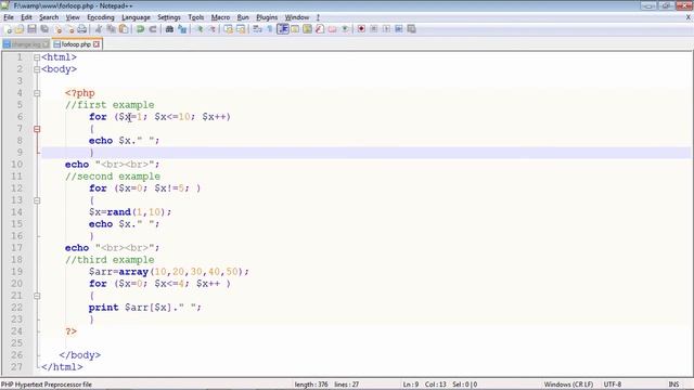 PHP - For Loop смотреть онлайн