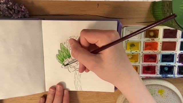 Как нарисовать артишок акварелью. Урок по рисованию. Скечинг для начинающих. ( Милана Потомова ) смотреть онлайн