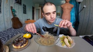 МУКБАНГ ПИЦЦА РИМСКАЯ С БЕКОНОМ / PIZZA / ГРИБНОЙ СУП - ПЮРЕ / КАРТОШКА/ EATING Mukbang / ASMR АСМР