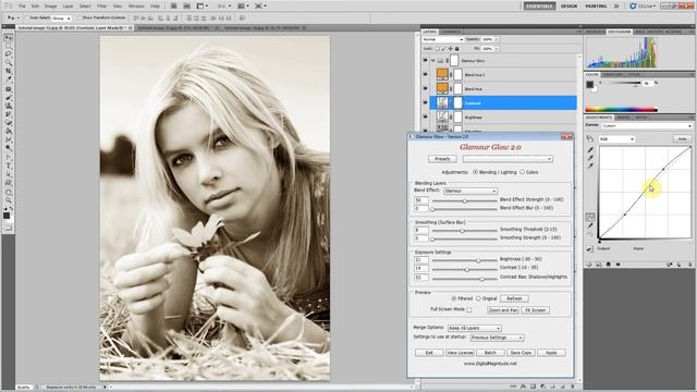 Glamour Glow Photoshop Filter - Exposure Settings смотреть онлайн