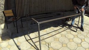 СТОЛ ИЗ ПРОФИЛЬНОЙ ТРУБЫ И ФАЛЬШ БРУСА, ПРОСТО И ЛАКОНИЧНО! / Dnipro-M SAB-258 В РАБОТЕ!